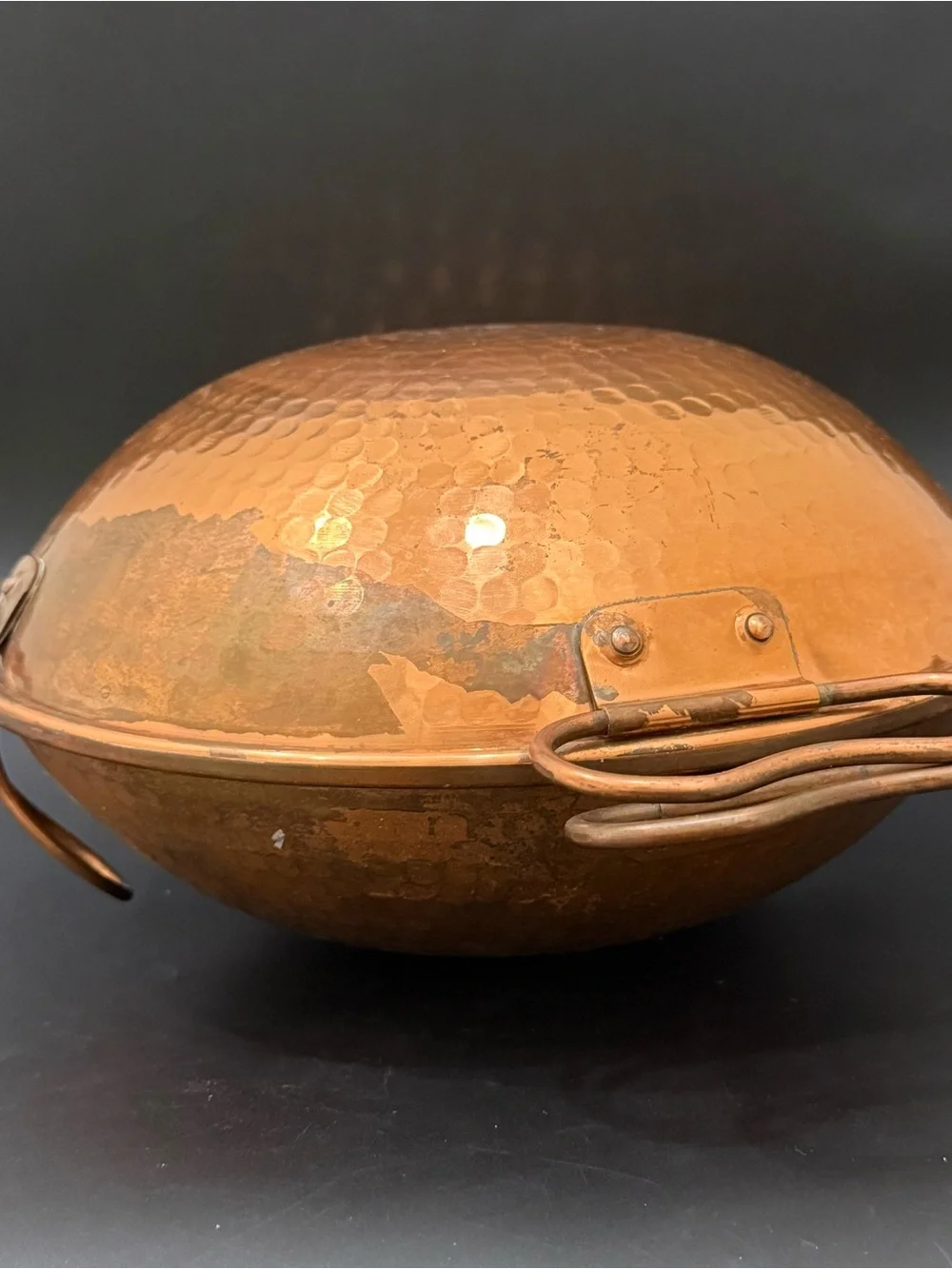 Vintage Portuguese Cataplana Hammered 10” Copper Cooking Vessel Steaming Pot